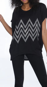 Zig Zag Diamante Cap Sleeves Top