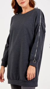 Tunic zip Sleeve Top (Multiple Colours)